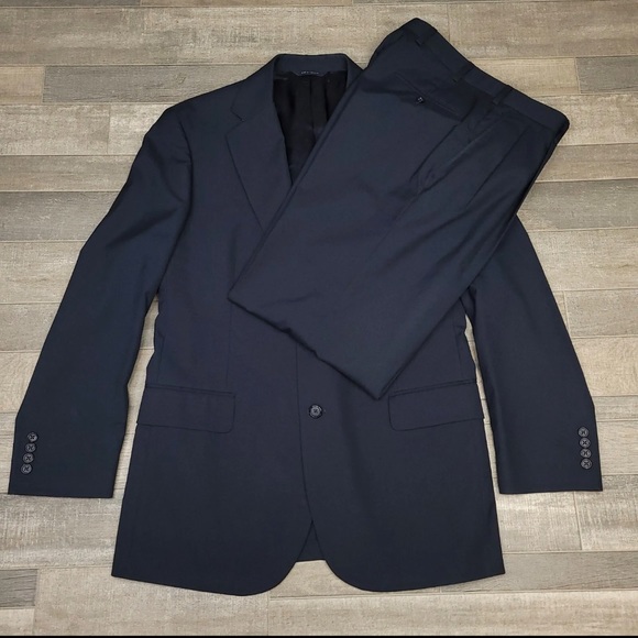 Brooks Brothers Mens Suit 40R 34W Blue Cotton Brookscool Poplin 2pc Blazer Pants - Picture 1 of 14